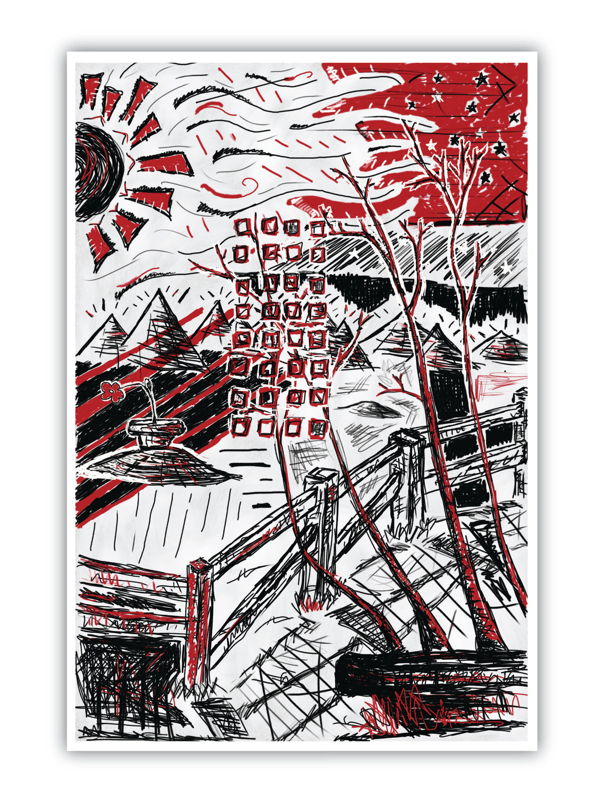 'Red/Black Landscape 2' Print - by Taylor Clinton