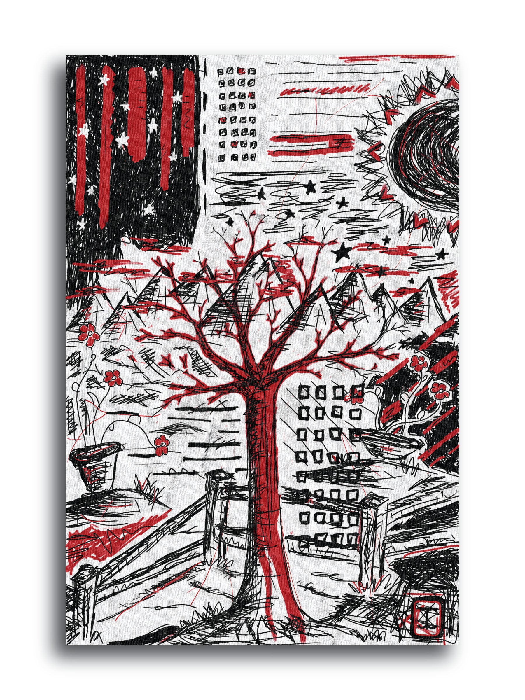 'Red/Black Landscape 1' Print - by Taylor Clinton