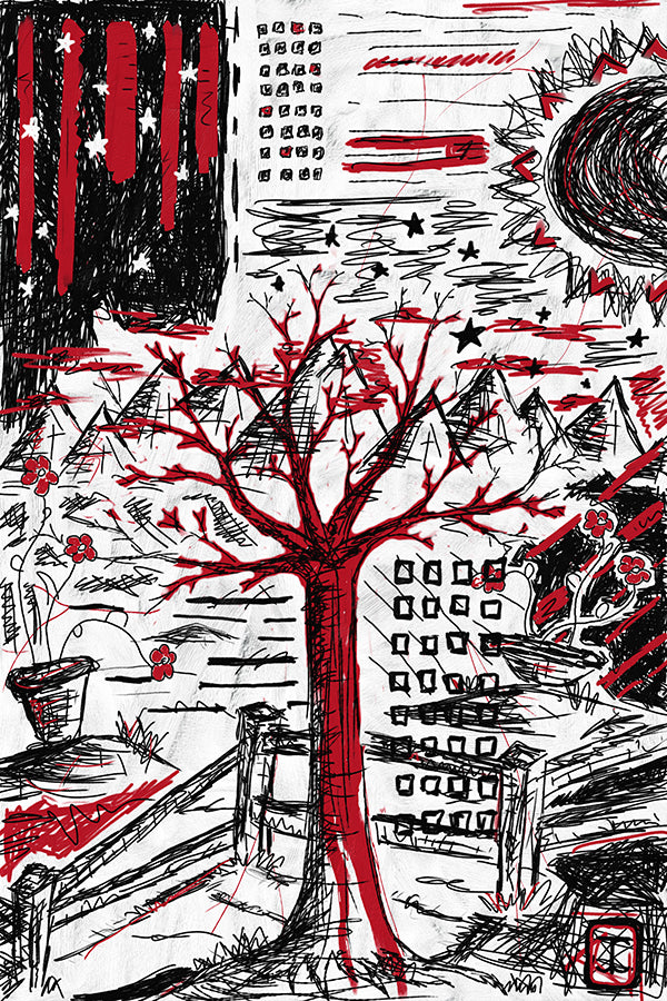 'Red/Black Landscape 1' Print - by Taylor Clinton